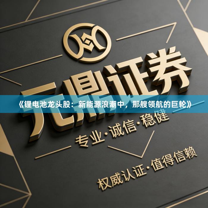 《锂电池龙头股：新能源浪潮中，那艘领航的巨轮》