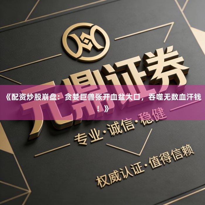 《配资炒股崩盘：贪婪巨兽张开血盆大口，吞噬无数血汗钱！》