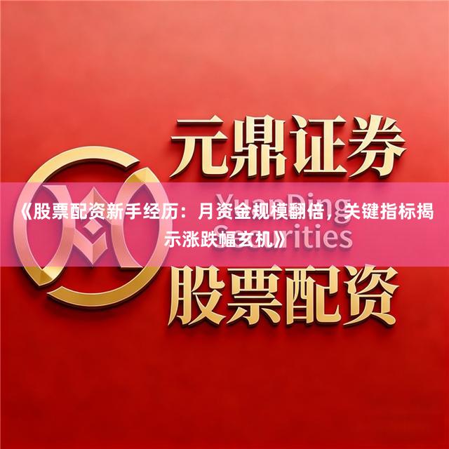 《股票配资新手经历：月资金规模翻倍，关键指标揭示涨跌幅玄机》