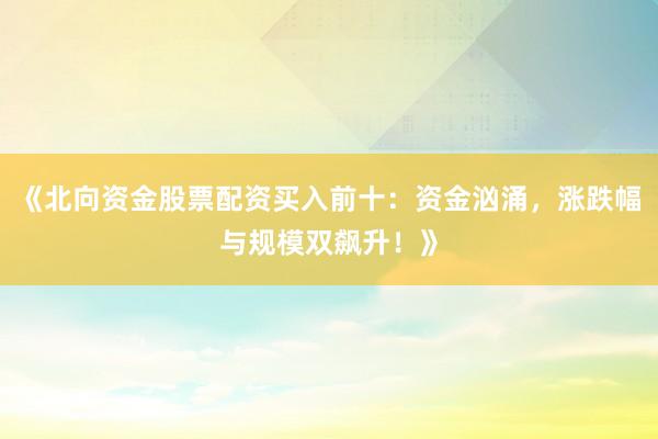 《北向资金股票配资买入前十：资金汹涌，涨跌幅与规模双飙升！》