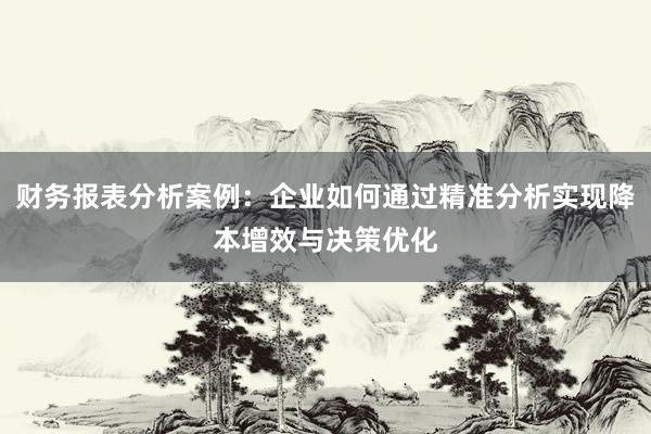 财务报表分析案例：企业如何通过精准分析实现降本增效与决策优化