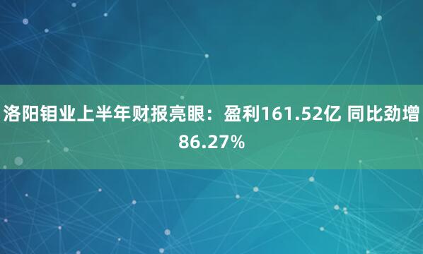洛阳钼业上半年财报亮眼：盈利161.52亿 同比劲增86.27%