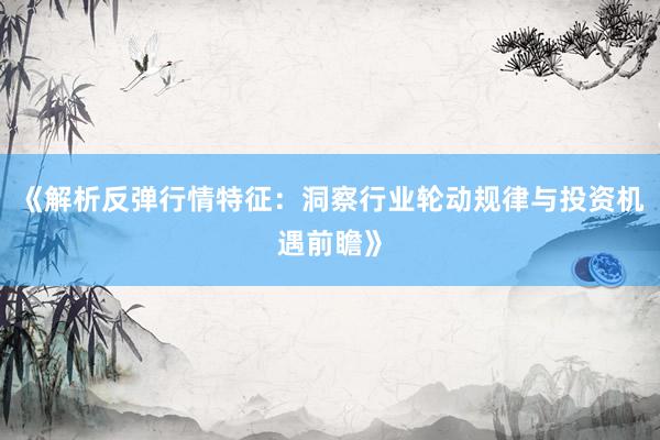 《解析反弹行情特征：洞察行业轮动规律与投资机遇前瞻》
