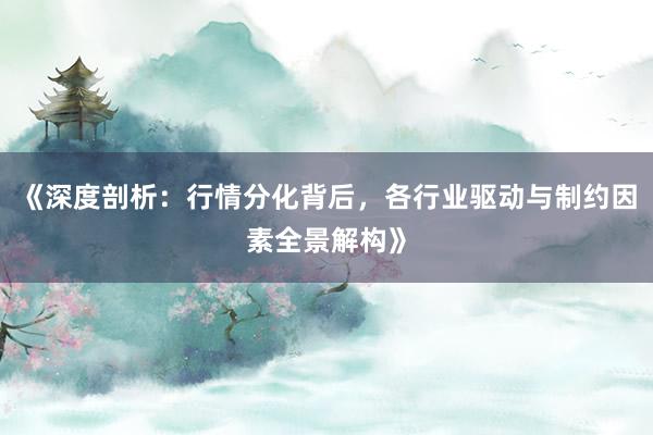 《深度剖析：行情分化背后，各行业驱动与制约因素全景解构》