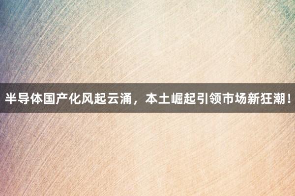 半导体国产化风起云涌，本土崛起引领市场新狂潮！